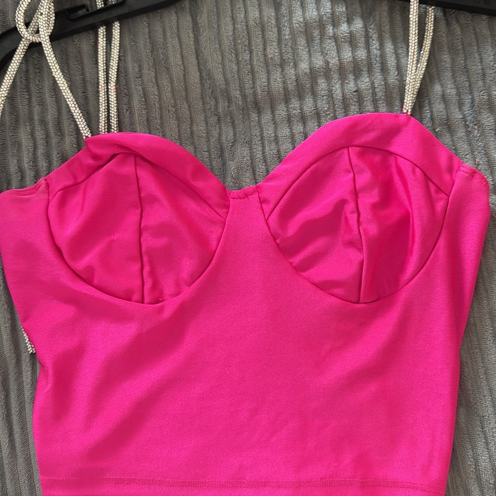 Windsor Hot Pink Bustier Crop Top